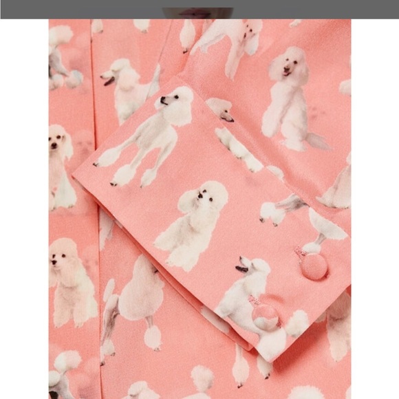 Alice + Olivia Willa Poodle Print Long Sleeve Silk Blouse - Picture 4 of 8